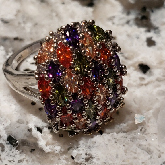 Precious gemstone ring. Platinum over sterling. - Picture 3 of 10